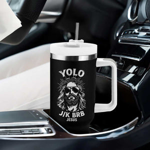 Yolo Jk BRB Jesus Tumbler With Handle Funny Easter Ressurection Christians TS10 Print Your Wear