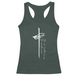Easter Cross Racerback Tank Top Its Not About The Bunny About Lamb TS10 Dark Forest Green Print Your Wear