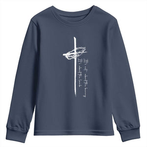 Easter Cross Youth Sweatshirt Its Not About The Bunny About Lamb TS10 Navy Print Your Wear