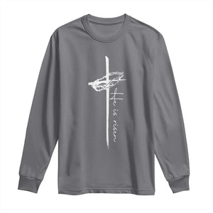 Easter Cross He Is Risen Jesus Christian Long Sleeve Shirt TS10 Charcoal Print Your Wear