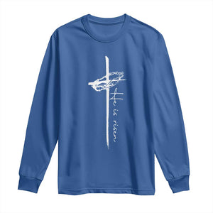 Easter Cross He Is Risen Jesus Christian Long Sleeve Shirt TS10 Royal Blue Print Your Wear
