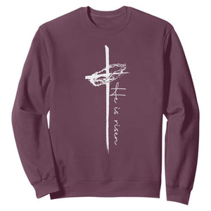Easter Cross He Is Risen Jesus Christian Sweatshirt TS10 Maroon Print Your Wear