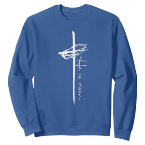 Easter Cross He Is Risen Jesus Christian Sweatshirt TS10 Royal Blue Print Your Wear