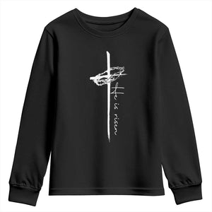 Easter Cross He Is Risen Jesus Christian Youth Sweatshirt TS10 Black Print Your Wear