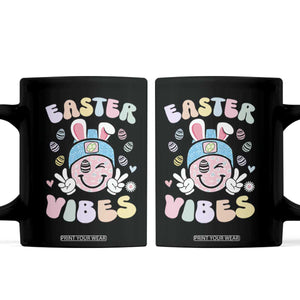 Groovy Easter Vibes Coffee Mug Retro Bunny Smile Eggs TS10 Black Print Your Wear