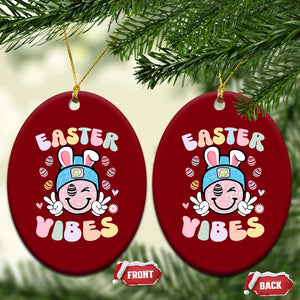Groovy Easter Vibes Ceramic Ornament Retro Bunny Smile Eggs TS10 Print Your Wear