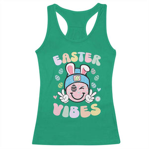 Groovy Easter Vibes Racerback Tank Top Retro Bunny Smile Eggs TS10 Irish Green Print Your Wear