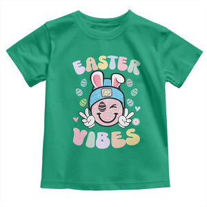 Groovy Easter Vibes Toddler T Shirt Retro Bunny Smile Eggs TS10 Irish Green Print Your Wear