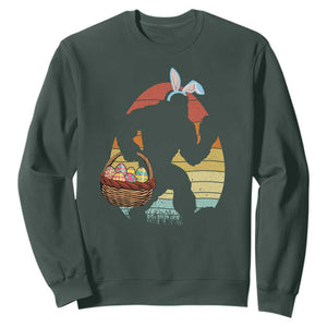 Bigfoot Easter Sweatshirt Bunny Sasquatch Eggs Retro TS10 Dark Forest Green Print Your Wear