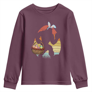 Bigfoot Easter Youth Sweatshirt Bunny Sasquatch Eggs Retro TS10 Maroon Print Your Wear