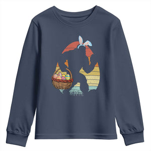 Bigfoot Easter Youth Sweatshirt Bunny Sasquatch Eggs Retro TS10 Navy Print Your Wear