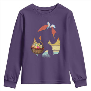 Bigfoot Easter Youth Sweatshirt Bunny Sasquatch Eggs Retro TS10 Purple Print Your Wear