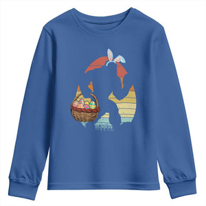 Bigfoot Easter Youth Sweatshirt Bunny Sasquatch Eggs Retro TS10 Royal Blue Print Your Wear