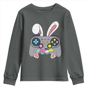 Easter Video Game Youth Sweatshirt Bunny Eggs Gaming Gamer TS10 Dark Heather Print Your Wear