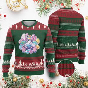 Easter Video Game Ugly Christmas Sweater Cute Bunny Eggs Gaming Gamer TS10 Red Green Print Your Wear