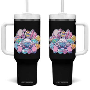 Easter Video Game Tumbler With Handle Cute Bunny Eggs Gaming Gamer TS10 One Size: 40 oz Black Print Your Wear