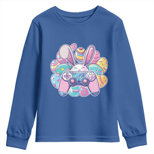 Easter Video Game Youth Sweatshirt Cute Bunny Eggs Gaming Gamer TS10 Royal Blue Print Your Wear