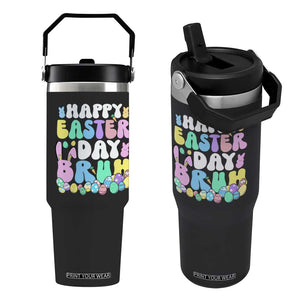 Bruh Easter Flip Straw Tumbler Teens Boys Kids Cute Bunny Eggs TS10 One Size: 30 oz Black Print Your Wear