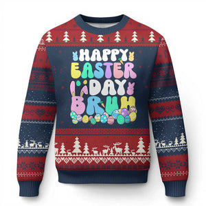 Bruh Easter Ugly Christmas Sweater Teens Boys Kids Cute Bunny Eggs TS10 Navy Red Print Your Wear