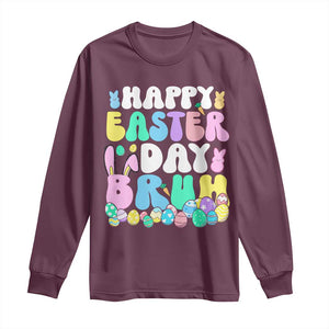 Bruh Easter Long Sleeve Shirt Teens Boys Kids Cute Bunny Eggs TS10 Maroon Print Your Wear