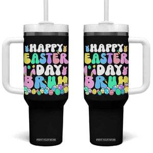 Bruh Easter Tumbler With Handle Teens Boys Kids Cute Bunny Eggs TS10 One Size: 40 oz Black Print Your Wear