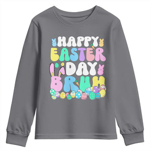Bruh Easter Youth Sweatshirt Teens Boys Kids Cute Bunny Eggs TS10 Charcoal Print Your Wear