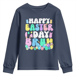 Bruh Easter Youth Sweatshirt Teens Boys Kids Cute Bunny Eggs TS10 Navy Print Your Wear