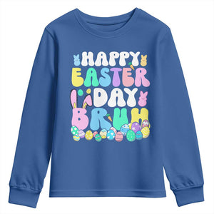 Bruh Easter Youth Sweatshirt Teens Boys Kids Cute Bunny Eggs TS10 Royal Blue Print Your Wear