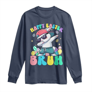 Bruh Easter Long Sleeve Shirt Funny Bunny Dab Rabbit Dance TS10 Navy Print Your Wear