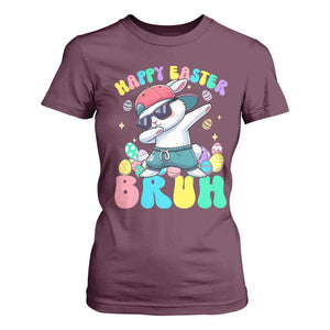 Bruh Easter T Shirt For Women Funny Bunny Dab Rabbit Dance TS10 Maroon Print Your Wear