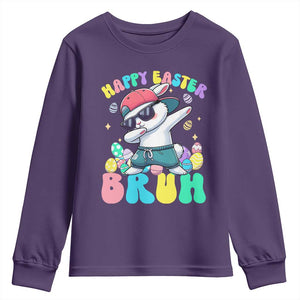 Bruh Easter Youth Sweatshirt Funny Bunny Dab Rabbit Dance TS10 Purple Print Your Wear