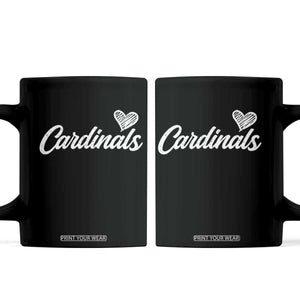 Cardinal Lovers Coffee Mug Vintage Script Heart Graphic TS10 Black Print Your Wear
