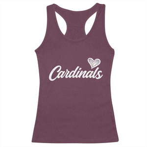 Cardinal Lovers Racerback Tank Top Vintage Script Heart Graphic TS10 Maroon Print Your Wear