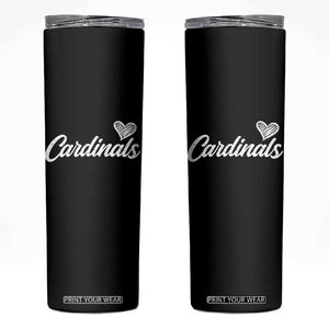 Cardinal Lovers Skinny Tumbler Vintage Script Heart Graphic TS10 Black Print Your Wear
