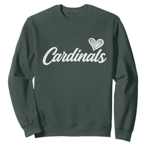 Cardinal Lovers Sweatshirt Vintage Script Heart Graphic TS10 Dark Forest Green Print Your Wear