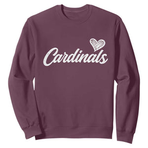 Cardinal Lovers Sweatshirt Vintage Script Heart Graphic TS10 Maroon Print Your Wear