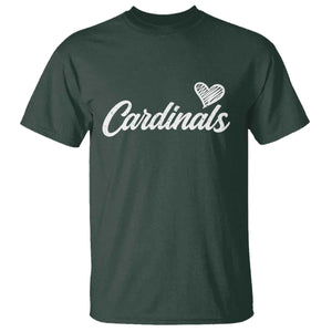 Cardinal Lovers T Shirt Vintage Script Heart Graphic TS10 Dark Forest Green Print Your Wear