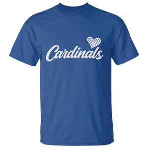 Cardinal Lovers T Shirt Vintage Script Heart Graphic TS10 Royal Blue Print Your Wear