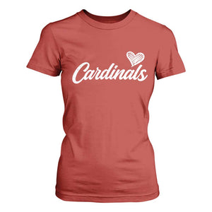 Cardinal Lovers T Shirt For Women Vintage Script Heart Graphic TS10 Red Print Your Wear