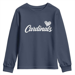Cardinal Lovers Youth Sweatshirt Vintage Script Heart Graphic TS10 Navy Print Your Wear