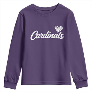 Cardinal Lovers Youth Sweatshirt Vintage Script Heart Graphic TS10 Purple Print Your Wear
