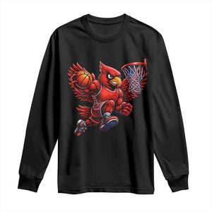 Cardinal Playing Basketball Graphic Long Sleeve Shirt Dunk Mascot Sports Fan Gift TS10 Black Print Your Wear