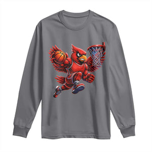 Cardinal Playing Basketball Graphic Long Sleeve Shirt Dunk Mascot Sports Fan Gift TS10 Charcoal Print Your Wear