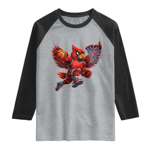 Cardinal Playing Basketball Graphic Raglan Shirt Dunk Mascot Sports Fan Gift TS10 Heather Gray Black Print Your Wear