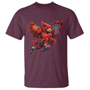 Cardinal Playing Basketball Graphic T Shirt Dunk Mascot Sports Fan Gift TS10 Maroon Print Your Wear