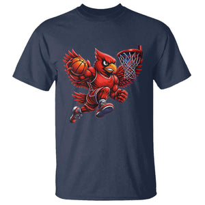 Cardinal Playing Basketball Graphic T Shirt Dunk Mascot Sports Fan Gift TS10 Navy Print Your Wear
