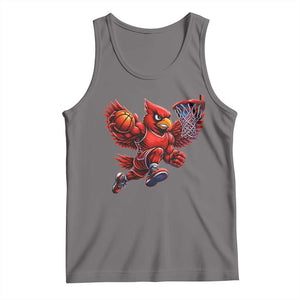 Cardinal Playing Basketball Graphic Tank Top Dunk Mascot Sports Fan Gift TS10 Deep Heather Print Your Wear