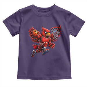 Cardinal Playing Basketball Graphic Toddler T Shirt Dunk Mascot Sports Fan Gift TS10 Purple Print Your Wear