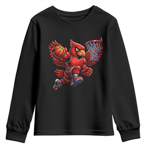 Cardinal Playing Basketball Graphic Youth Sweatshirt Dunk Mascot Sports Fan Gift TS10 Black Print Your Wear