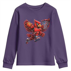 Cardinal Playing Basketball Graphic Youth Sweatshirt Dunk Mascot Sports Fan Gift TS10 Purple Print Your Wear